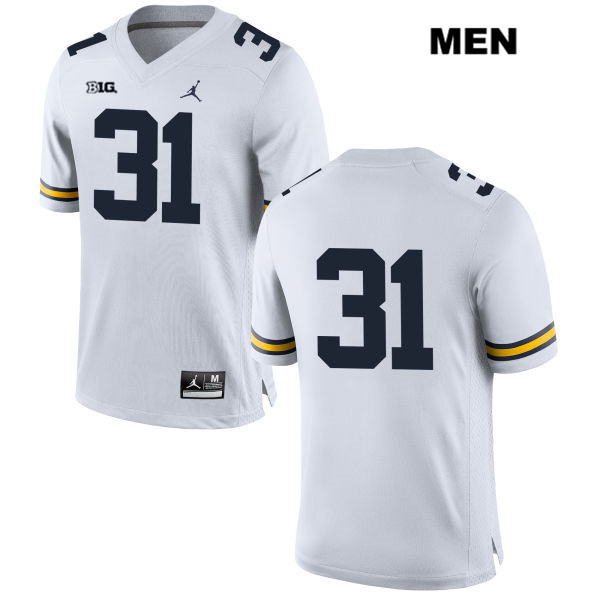 Men's NCAA Michigan Wolverines Jack Young #31 No Name White Jordan Brand Authentic Stitched Football College Jersey WP25E71DY